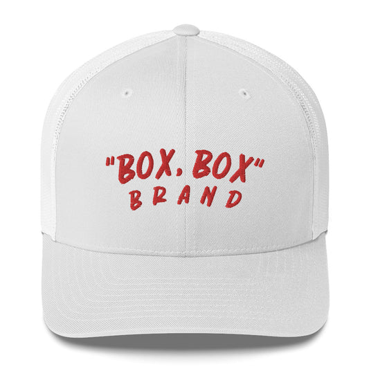 "BOX, BOX" BRAND (Curve) White/Red Trucker Cap