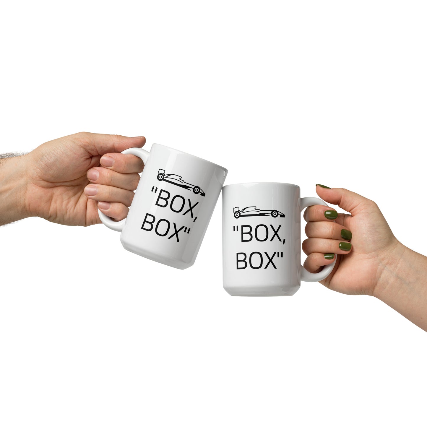 "BOX, BOX" White glossy mug